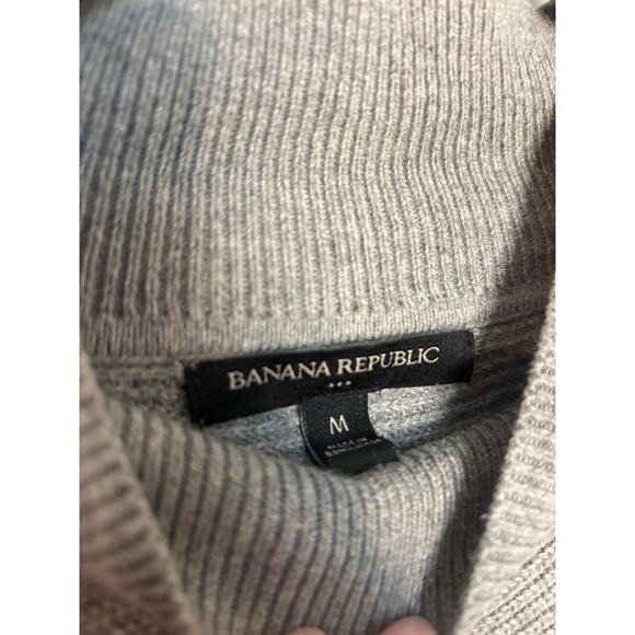 Banana Republic Gray Mock Neck Sweater Ribbed Knit Pullover Women’s Medium - Picture 2 of 4